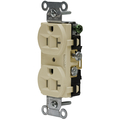 Hubbell Wiring Device-Kellems Straight Blade Devices, Receptacles, Duplex, Commercial Grade, 2-Pole 3-Wire Grounding, 20A 125V, 5-20R, Ivory, Single Pack CRF20I